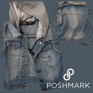 Jean vest with hood